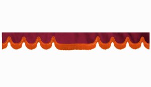 suedelook truck pane border with fringes, Double processed  bordeaux orange Wave form 23 cm