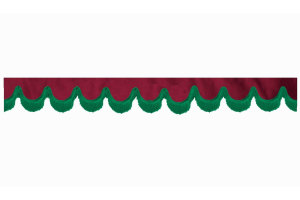Wildlederoptik Lkw Scheibenbord&uuml;re mit Fransen, doppelt verarbeitet bordeaux gr&uuml;n Bogenform 23 cm