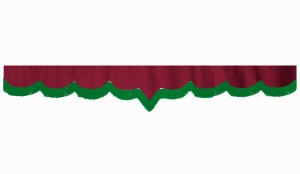 suedelook truck pane border with fringes, Double processed  bordeaux green V-form 23 cm