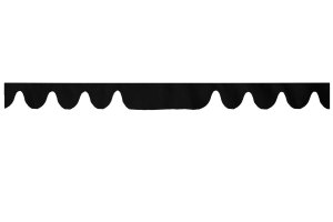 Wildlederoptik Lkw Scheibenbord&uuml;re mit Fransen, doppelt verarbeitet anthrazit-schwarz ohne Fransen Wellenform 18 cm