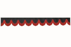 suedelook truck pane border with fringes, Double processed  anthracite-black red shape 18 cm