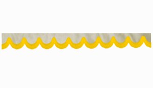 Wildlederoptik Lkw Scheibenbord&uuml;re mit Fransen, doppelt verarbeitet beige gelb Bogenform 18 cm