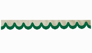 Wildlederoptik Lkw Scheibenbord&uuml;re mit Fransen, doppelt verarbeitet beige gr&uuml;n Bogenform 18 cm