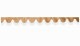 Wildlederoptik Lkw Scheibenbordüre mit Fransen, doppelt verarbeitet caramel weiß Bogenform 18 cm