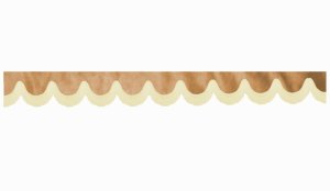 suedelook truck pane border with fringes, Double processed  caramel beige shape 18 cm