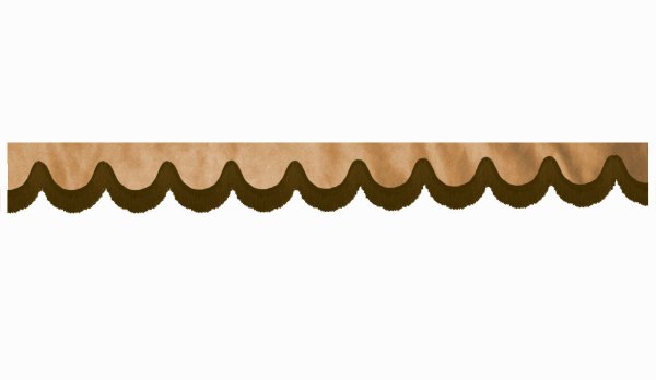 Suède-look truckschijfrand met franjes, dubbele afwerking karamel bruin Boogvorm 18 cm