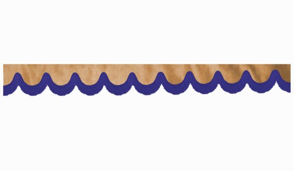 Skivbård med fransar, mockaeffekt, karamellblå bågform 18 cm