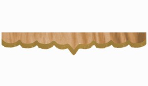 suedelook truck pane border with fringes, Double processed  caramel caramel V-form 18 cm