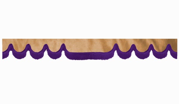 Skivbård med fransar i mockélook, dubbelbearbetad karamell lila vågform 18 cm