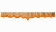 suedelook truck pane border with fringes, Double processed  caramel orange V-form 18 cm