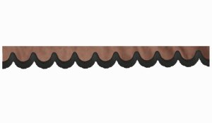 suedelook truck pane border with fringes, Double processed  grizzly black shape 18 cm