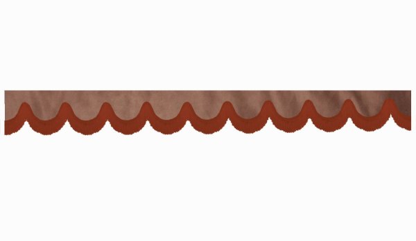 suedelook truck pane border with fringes, Double processed  grizzly bordeaux shape 18 cm