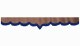 suedelook truck pane border with fringes, Double processed  grizzly blue V-form 18 cm