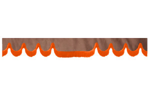 Wildlederoptik Lkw Scheibenbordüre mit Fransen, doppelt verarbeitet grizzly orange Wellenform 18 cm