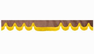 Wildlederoptik Lkw Scheibenbordüre mit Fransen, doppelt verarbeitet grizzly gelb Wellenform 18 cm