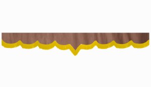 suedelook truck pane border with fringes, Double processed  grizzly yellow V-form 18 cm