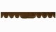 Skivbård med fransar i mockalook, dubbelarbetad mörkbrun brun vågform 18 cm