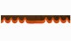 Wildlederoptik Lkw Scheibenbordüre mit Fransen, doppelt verarbeitet dunkelbraun orange Wellenform 18 cm