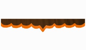Wildlederoptik Lkw Scheibenbordüre mit Fransen, doppelt verarbeitet dunkelbraun orange V-form 18 cm