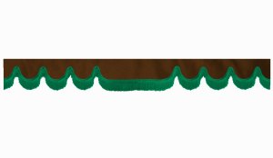 suedelook truck pane border with fringes, Double processed  dark brown green Wave form 18 cm
