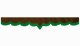 suedelook truck pane border with fringes, Double processed  dark brown green V-form 18 cm