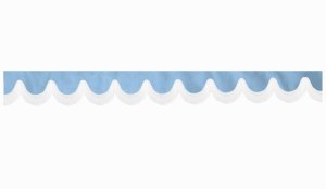 Skivbård i mockalook med fransar, dubbelbearbetad ljusblå vit bågform 18 cm