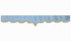 suedelook truck pane border with fringes, Double processed  light blue beige V-form 18 cm