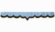 Wildlederoptik Lkw Scheibenbordüre mit Fransen, doppelt verarbeitet hellblau braun V-form 18 cm