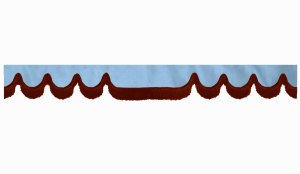 Skivb&aring;rd i mockalook med fransar, dubbelarbetad ljusbl&aring; bordeaux v&aring;gform 18 cm