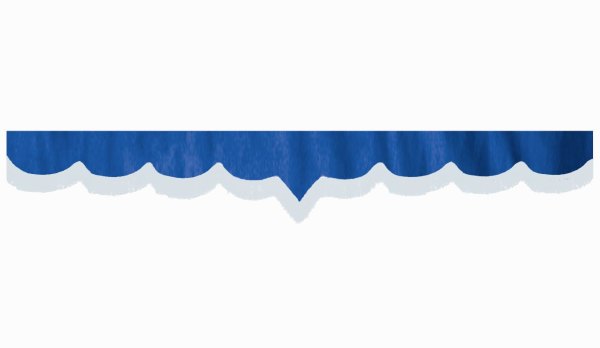 Wildlederoptik Lkw Scheibenbordüre mit Fransen, doppelt verarbeitet dunkelblau weiß V-form 18 cm