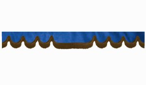 Suedeffekt lorry bordsskiva med fransar, dubbelarbetad m&ouml;rkbl&aring; brun v&aring;gform 18 cm