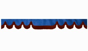 Wildlederoptik Lkw Scheibenbord&uuml;re mit Fransen, doppelt verarbeitet dunkelblau bordeaux Wellenform 18 cm