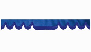 Wildlederoptik Lkw Scheibenbordüre mit Fransen, doppelt verarbeitet dunkelblau blau Wellenform 18 cm