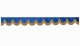 Wildlederoptik Lkw Scheibenbordüre mit Fransen, doppelt verarbeitet dunkelblau caramel Bogenform 18 cm