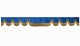 Wildlederoptik Lkw Scheibenbordüre mit Fransen, doppelt verarbeitet dunkelblau caramel Wellenform 18 cm