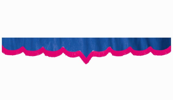 Wildlederoptik Lkw Scheibenbordüre mit Fransen, doppelt verarbeitet dunkelblau pink V-form 18 cm