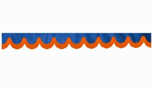 Wildlederoptik Lkw Scheibenbord&uuml;re mit Fransen, doppelt verarbeitet dunkelblau orange Bogenform 18 cm
