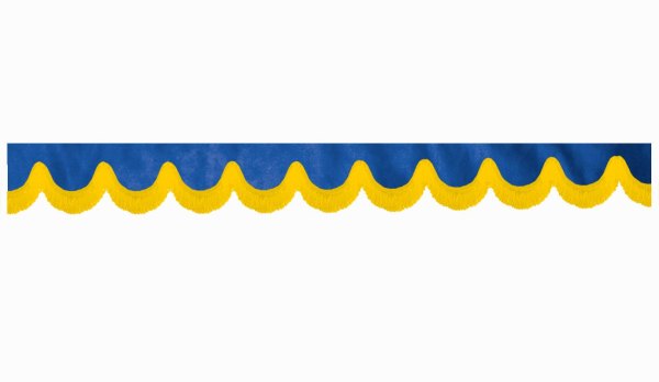 Suède-look truckschijfrand met franjes, dubbele afwerking donkerblauw geel Boogvorm 18 cm