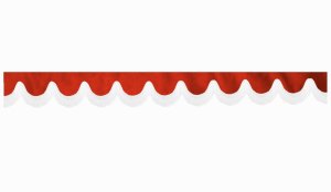 Wildlederoptik Lkw Scheibenbord&uuml;re mit Fransen, doppelt verarbeitet rot wei&szlig; Bogenform 18 cm
