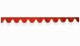 Wildlederoptik Lkw Scheibenbordüre mit Fransen, doppelt verarbeitet rot weiß Bogenform 18 cm