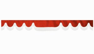 Wildlederoptik Lkw Scheibenbordüre mit Fransen, doppelt verarbeitet rot weiß Wellenform 18 cm