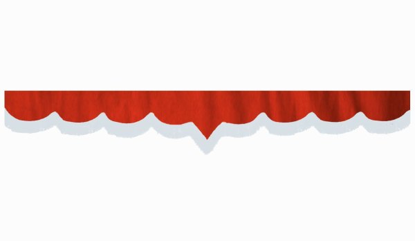 Wildlederoptik Lkw Scheibenbordüre mit Fransen, doppelt verarbeitet rot weiß V-form 18 cm