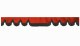 Wildlederoptik Lkw Scheibenbordüre mit Fransen, doppelt verarbeitet rot schwarz Wellenform 18 cm
