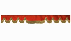 Wildlederoptik Lkw Scheibenbordüre mit Fransen, doppelt verarbeitet rot caramel Wellenform 18 cm