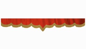 Wildlederoptik Lkw Scheibenbordüre mit Fransen, doppelt verarbeitet rot caramel V-form 18 cm