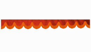 suedelook truck pane border with fringes, Double processed  red orange shape 18 cm
