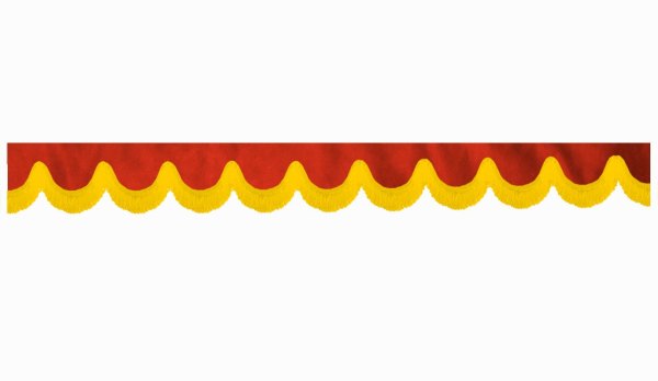 suedelook truck pane border with fringes, Double processed  red yellow shape 18 cm