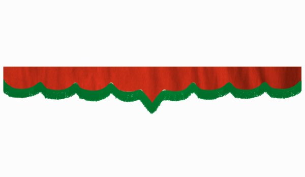 suedelook truck pane border with fringes, Double processed  red green V-form 18 cm