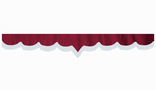 suedelook truck pane border with fringes, Double processed  bordeaux white V-form 18 cm