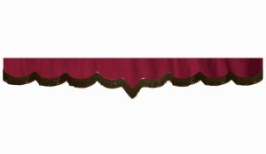 suedelook truck pane border with fringes, Double processed  bordeaux brown V-form 18 cm